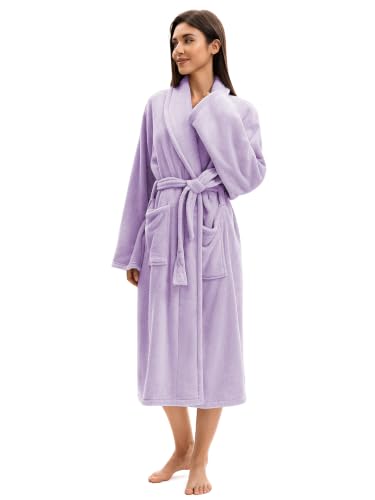 Image of Soft Robe For Women,Warm Plush Bath Robes Female,Spa Towel After Shower Lightweight Long Bathrobe
