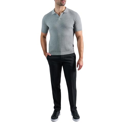 Haggar Men's Premium Ribbed Knit Short Sleeve Sweater Polo Shirt – Regular and Big & Tall Sizes3