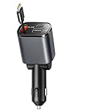 Largement compatible : ce chargeur de téléphone de voiture est compatible avec les voitures, camions, camping-cars et autres modèles, et prend en charge la plupart des appareils tels que Samsung, Google et Xiaomi (l'iPhone 14 et les versions antérieures ne sont pas compatibles avec les câbles rétractables intégrés), avec une large gamme de scénarios applicables
