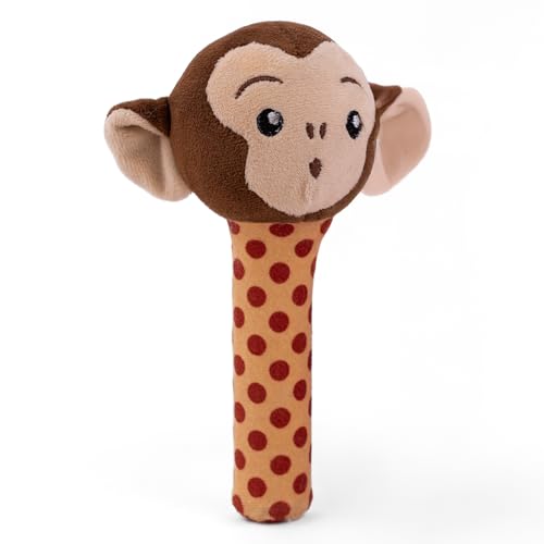 Image of Mirada Monkey Rattle Soft Toy for Babies & Toddlers | Cute Stuffed Animal Rattle Toy for Playtime | Infant Toys, Soft Toys for Kids, Stuffed Toy, Cute Toys, Baby Gift, Safe Cuddle Toy | 18cm
