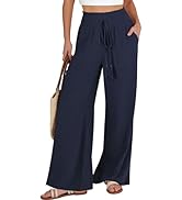 ANRABESS Women's Linen Palazzo Pants Summer Casual Vacation High Waist Wide Leg Trousers Trendy L...