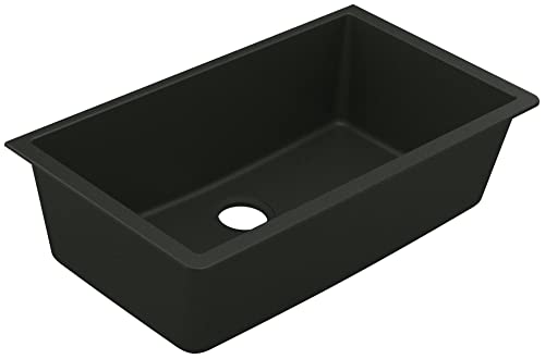 Moen Host Black Granite 33-Inch Wide x 9.5-Inch Deep Undermount Single Bowl Kitchen Sink, GGB4010B