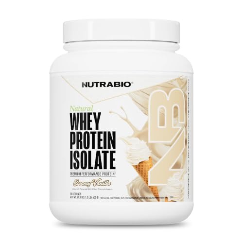 NutraBio Natural Whey Protein Isolate Protein Powder, 25g Protein with Complete Amino Acid Profile, Non-GMO, Soy & Gluten Free, Low Carb, Low Calorie - 20 Servings- Vanilla