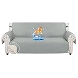 MAXIJIN Sofa Covers Waterproof Sofa Slipcovers Non-Slip 3 Seater Sofa Protectors with Elastic Straps Reversible Universal Couch Covers for Dogs, Pets, kids (Light Grey, 3 Seater)