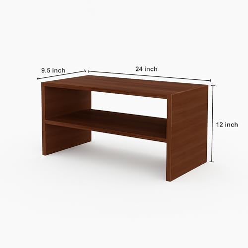 Image of Enigmatic Woodworks Wooden Shoe Rack for Home, Chappal Slippers Organizer Stand I 2-Tier I Finish-Suede DIY (Walnut)