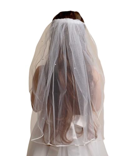Velo de tul blanco niña para primera comunión vestido de arras boda con brillo