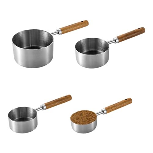 Juego De Tazas Medidoras, 4 Tazas Apilables De Metal De Acero In’oxidable, 250ml 125ml 80ml 60ml Vaso Medidor De Doble Escala Para Medir Alimentos En La Cocina, Plateado O Dorado