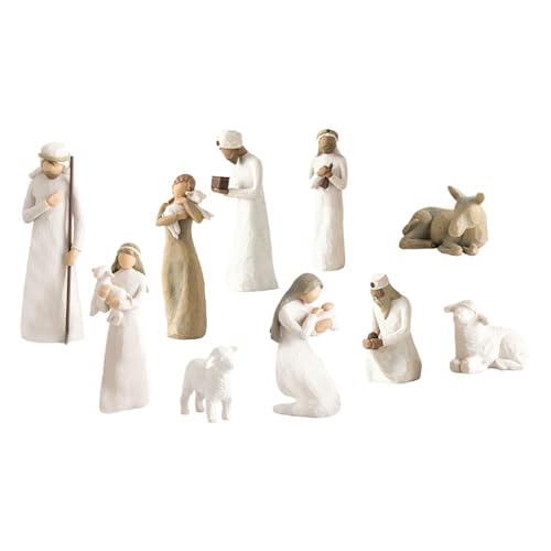 F Fityle Belén navideño estatuilla Artesanal decoración de Resina Encantadora Decorativa Pintada a Mano Ornamento Tradicional del Nacimiento de Jesús, 10 Uds.