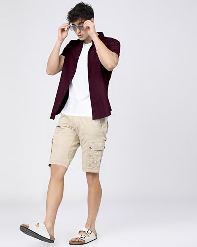 Image of BRUCEWANE Men's 100% Cotton Half Sleeve Shirt