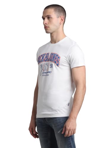 Image of Jack & Jones Men's Cotton Letter Print Slim Fit T-Shirt