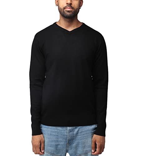 X Ray V Neck Sweater Men Regular And Big & Tall | Middleweight Soft Mens V Neck Sweater Slim Fit, Black, Large #TOP12