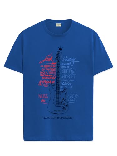 Image of ADRO Guitar Design Printed T-Shirt for Men - 100% Cotton, Regular Fit, Soft Breathable Fabric.