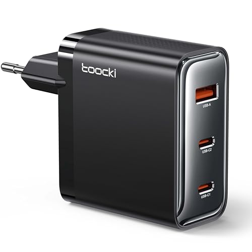 toocki USB C laddare, 3 portar GaN laddare multipel med USB-C och USB-A, 100W snabbladdare PD 3.0 strömadapter USB C strömförsörjning för MacBook,tablet and phone