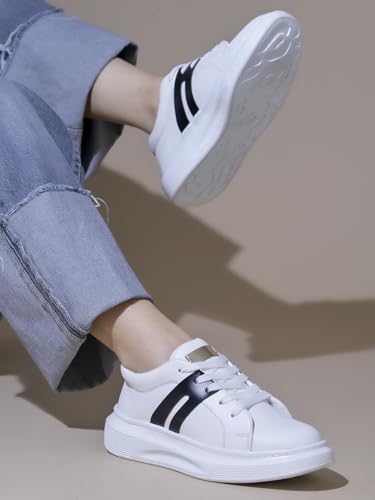 Image of Longwalk White Sneakers for Women & Girls | Trendy & Lightweight Casual Shoes