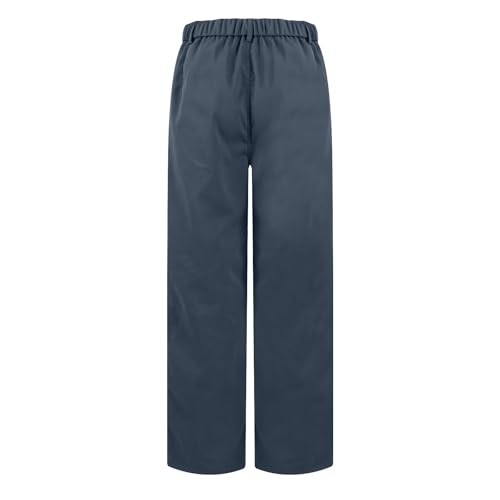 fanmpghleoo Straight Leg Pants Women Elastic Waist Baggy Business Casual Pants Trendy High Waisted Trousers with Pockets4