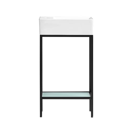 Image of Swiss Madison Pierre 19 Single, Freestanding, Open Shelf, Matte Black Frame Bathroom Vanity