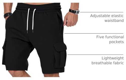 Image of Men's Cargo Sweat Shorts Casual Workout Athletic Jogger Gym SweatShorts