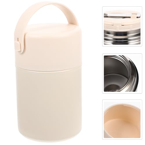 Recipiente térmico de acero inoxidable Veemoon 850 ml, termo de vacío hermético portátil beige 3