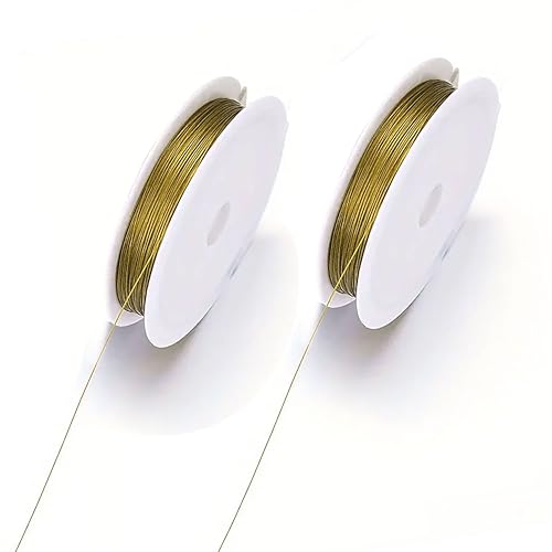 Image of INDIKONB Copper Metallic String Wire for Jewellery Making, Earring, Necklace, Bracelet, Beading, Craft Wire for DIY & Floral Art (Gold 0.5)