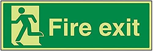 Image of V Safety Glow In The Dark Final Fire Exit Man Left Sign - 600mm x 200mm - Rigid Plastic