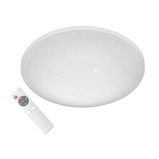 Vielseitige LED Sternenhimmel Deckenleuchte Ø 40cm mit Fernbedienung - Lichtfarbe einstellbar / stufenlos dimmbar / Nachtlichtfunktion - Badezimmer geeignet