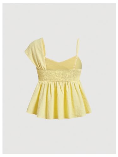 SOLY HUX Women's Summer Tops Asymmetrical Straps Ruffle Sleeveless Babydoll Top Summer Going Out Cami Top2