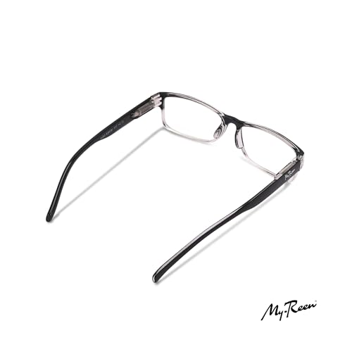 Image of myreen Reading Glasses For Men Women +1 +1.25 +1.5 +1.75 +2 +2.25 +2.5 +2.75 +3 | Full-Rim Reading Power Number Glass For Single Vision | Clear Anti-Reflection Lens