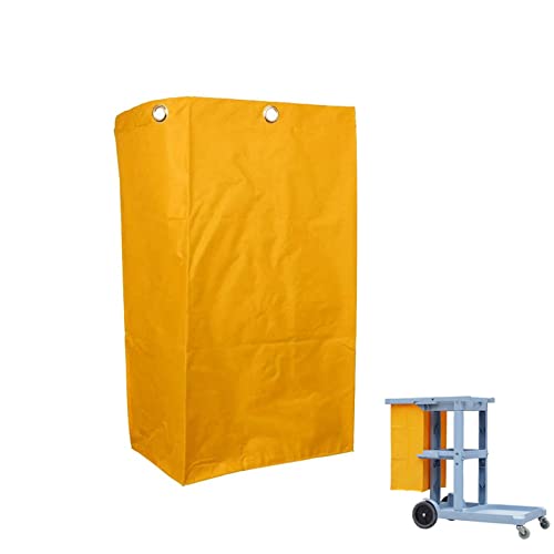 Image of Replacement Janitorial Cart Bag, High Capacity Waterproof Thickened Housekeeping Commercial Janitorial Cleaning Cart Bag with 6 Brass Grommets - 25 Gallon (Yellow)