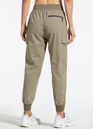 Libin Damen Cargohose Jogginghose Leichter Trekkinghose Wanderhose Schnelltrocken Wasserdicht Outdoorhose Sportlich Freizeit Reise, Khaki, XL