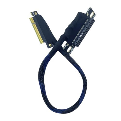JMT PCIE 4.0 X8 / X16 GPU Extension Cable 16GBS AI Server Adapter Silver-Plated for Graphics Card Network Card (X8 to X8 Right in,30cm)