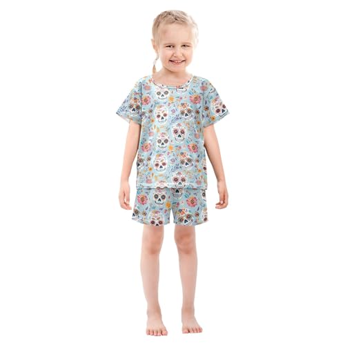 Skull Flower Pajama Set Pajamas Sleepwear Nightwear Loungewear Clothes Set B0404490