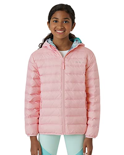 Image of Eddie Bauer Girls' Jacket - CirrusLite Weather Resistant Down Coat for Girls - Insulated Quilted Bubble Puffer (3-20), Size 18-20, Soft Pink - Reversible