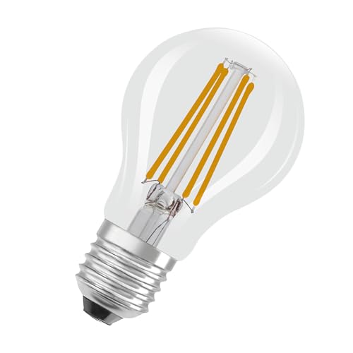 OSRAM LED Classic LED-Lampe mit Filament in klassischer Kolbenform, klarer Glasleuchtkörper, 3.8 W, E27 Fassung, EEK A, 806 lm für die Allgemeinbeleuchtung, Blanc Chaud