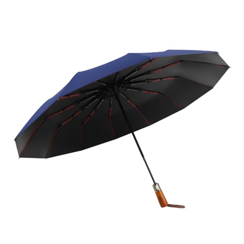 Guarda Chuva Automático Azul 12 Varetas Sombrinha Reforçada Dobrável com Proteção UV