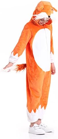 Plush fox costume for kids, fox animal costume, fox pajamas, fancy dress, three size 1-pcs, red (Medium)