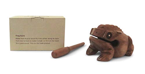 Purity Style Quakender Holzfrosch Guiro in Geschenkverpackung - Schlaginstrument aus Fairem Handel (16cm lang)