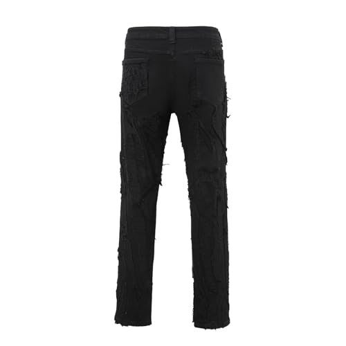 Men’s Jeans Baggy Ripped Patches Jean Distressed Denim Pants Destroyed Denim Jeans Streetwear2