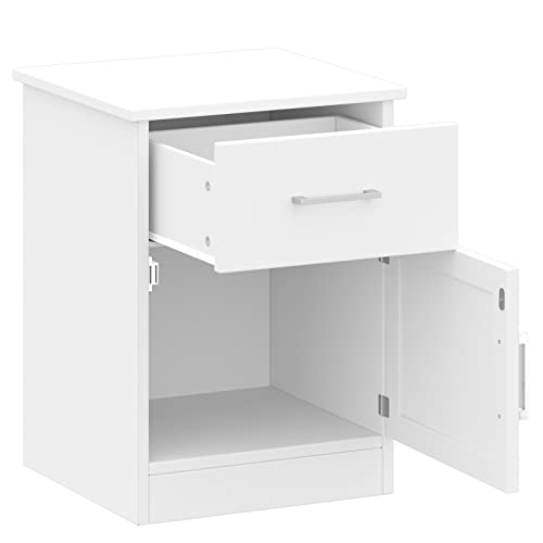 Reettic Set Of 2 Nightstand, Wooden Bedside Table With Drawer And Storage Cabinet, Sofa End Table For Bedroom, Office, White Rctg106W02 #TOP6