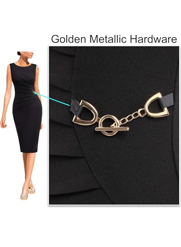Image of VFSHOW Womens Work Office Business Casual Sleeveless Ruched Elegant Professional Church Cocktail Party Pencil Sheath Dress