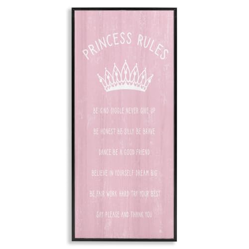 Pink Princess Rules Sign, 13 x 30 Inch Framed Giclée Print