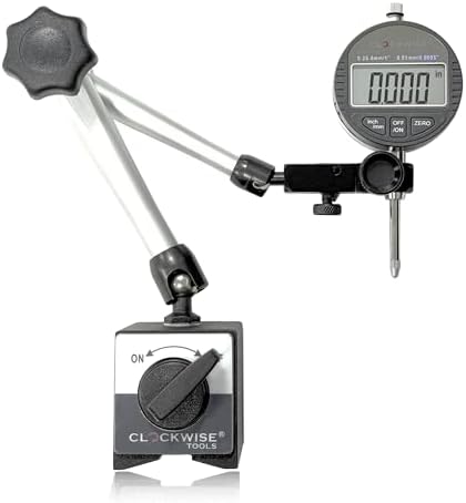 Clockwise Tools Digital Indicator with Magnetic Base Holder Stand, DIBR-0105 0-1 Inch/25.4mm, Inch/Metric Conversion, Auto Off