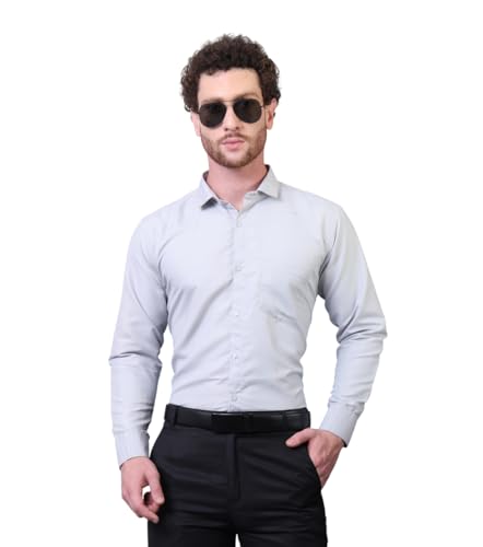 Image of CONTRARY Men's Pure Cotton Solid Stylish Casual & Formal Wear Shirt | Stylish Regular Fit Full Sleeve Comfortable Office Party Trendy Shirt - Multi Color