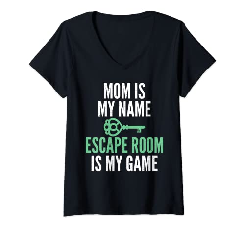 Womens Mom is my Name Escape Room is my Game Escape Room Mom V-Neck T-Shirt
