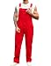Yuanbang Overalls for Men Work Pants Utility Denim Bib Coveralls Stretch Jeans Jumpsuit(Red,XXL)