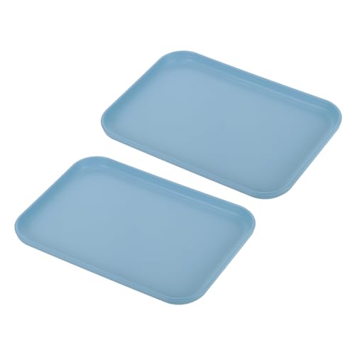 PATIKIL 9x7 Fast Food Tray, 2 Pack PP Plastic Reusable Multi-Purpose Non-Slip Rectangle Serving Tray for Cafeteria Restaurant Home Kitchen, Blue