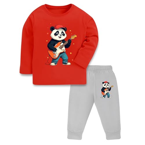 Image of TS LAVI TAVI Trendy Printed Unisex Cotton T-Shirt & Pyjama Set | Full Sleeve Top & Track Pant | Boys & Girls | Pack of 3 | Newborn & Kids