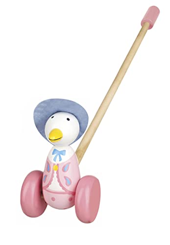 Image of Orange Tree Toys Jemima Puddle-Duck Push Along | Hand Painted Colorful Wooden Toy for Toddlers Age 12m+, Sustainably Made, Perfect for Encouraging First Steps and Developing Key Motor Skills