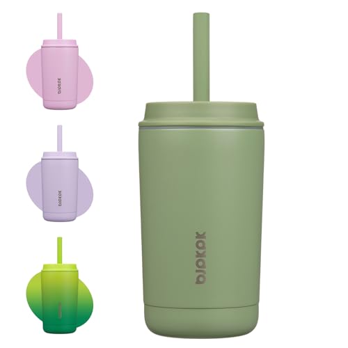 BJPKPK 12 oz Small Tumbler with Straw & Lid, Insulated Metal Travel Cup