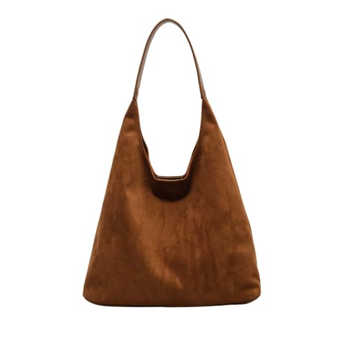 Women's Suede Tote Bag, Stylish And Simple Commuting Shoulder Large Capacity Bucket Bag