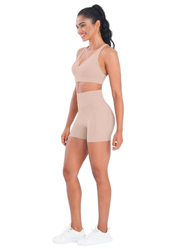 Image of Sunzel Strappy V Neck Criss Cross Back Sports Bra for Women | Removable Pads, Buttery Soft, Four-Way Stretch, Criss Cross Back, V Neck Contour Fit, Medium-Light Support, Yoga Workout Gym